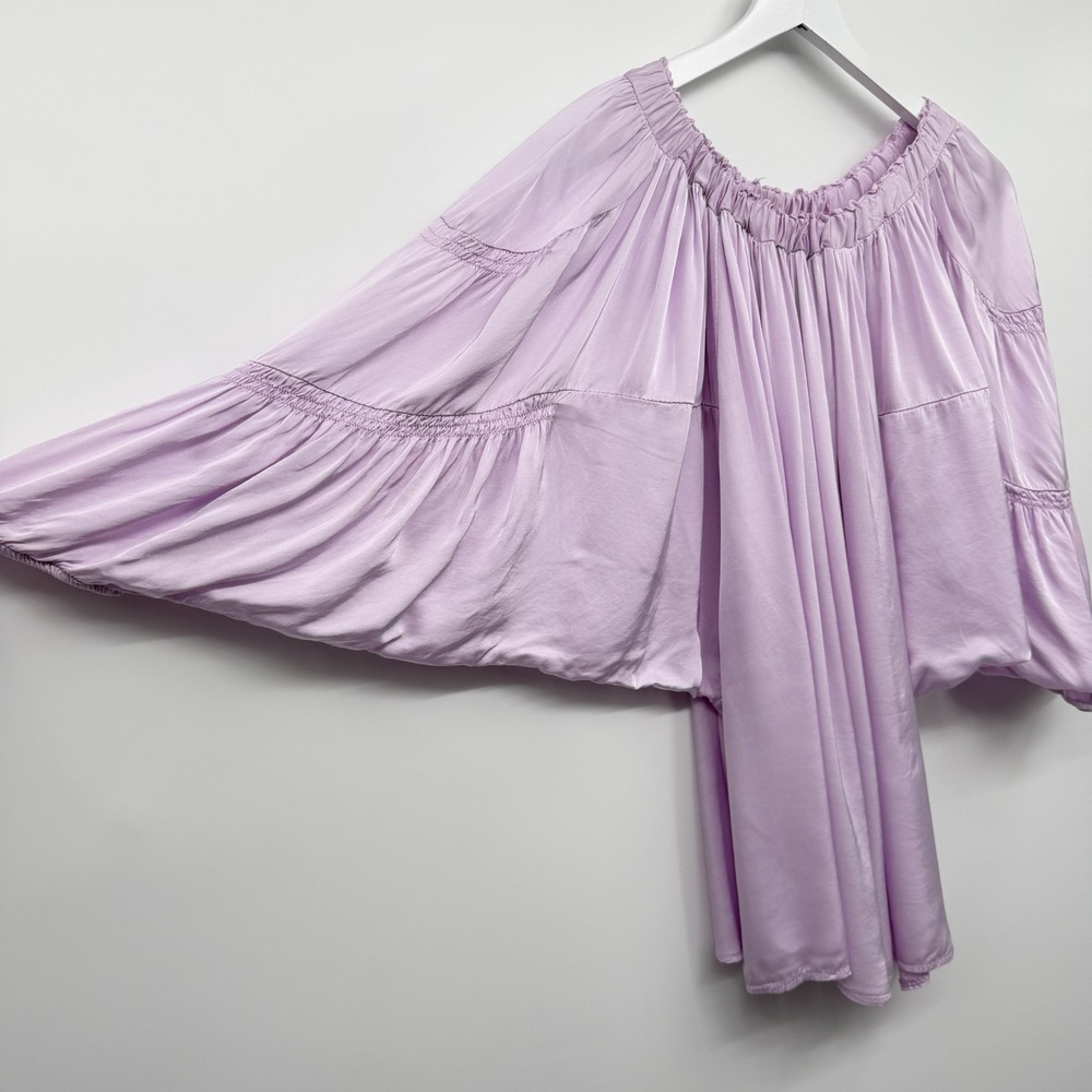 Sofia Made in Italy Top Shirt Blouse One Size Andy Off Shoulder Satin Coquette - Picture 5 of 14
